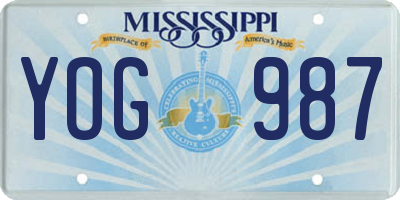 MS license plate YOG987