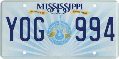 MS license plate YOG994