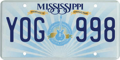 MS license plate YOG998