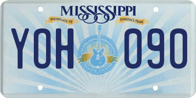 MS license plate YOH090