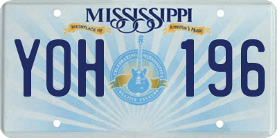 MS license plate YOH196