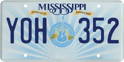 MS license plate YOH352