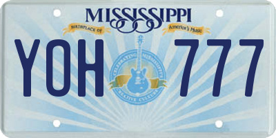 MS license plate YOH777