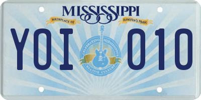MS license plate YOI010