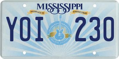 MS license plate YOI230