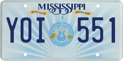 MS license plate YOI551
