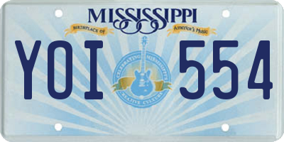 MS license plate YOI554