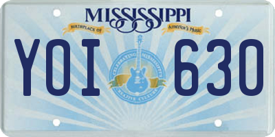 MS license plate YOI630