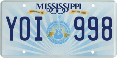 MS license plate YOI998