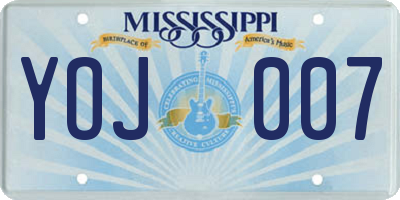 MS license plate YOJ007