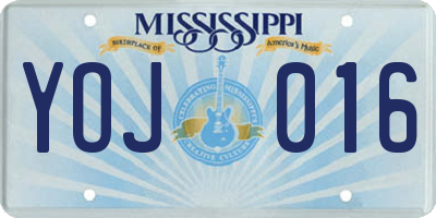 MS license plate YOJ016