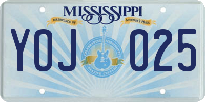 MS license plate YOJ025