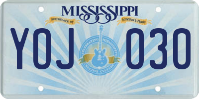 MS license plate YOJ030