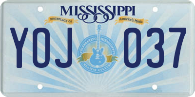 MS license plate YOJ037