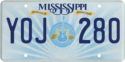 MS license plate YOJ280