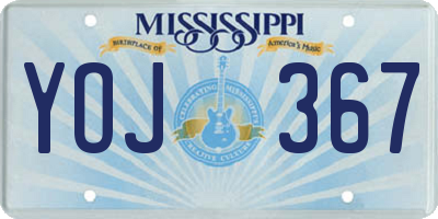 MS license plate YOJ367