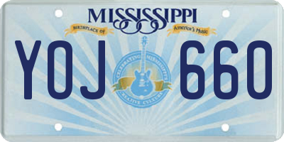 MS license plate YOJ660