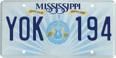 MS license plate YOK194
