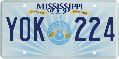 MS license plate YOK224