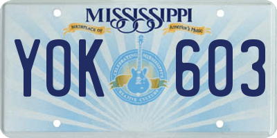 MS license plate YOK603