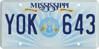 MS license plate YOK643