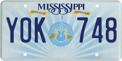 MS license plate YOK748