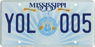 MS license plate YOL005