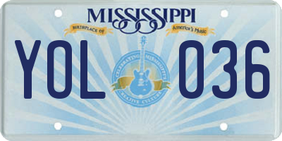 MS license plate YOL036