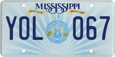 MS license plate YOL067