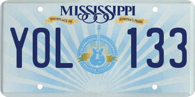 MS license plate YOL133