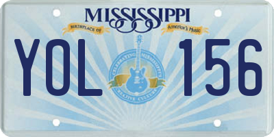MS license plate YOL156