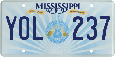 MS license plate YOL237