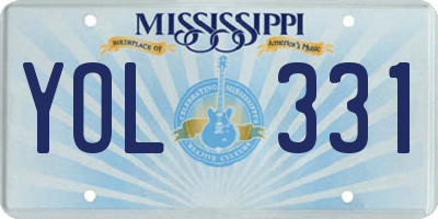 MS license plate YOL331