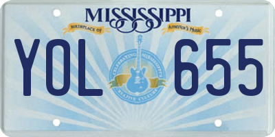 MS license plate YOL655
