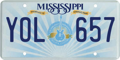 MS license plate YOL657