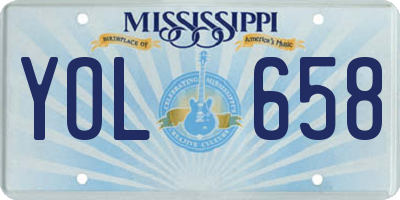 MS license plate YOL658