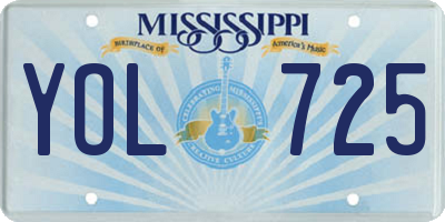 MS license plate YOL725
