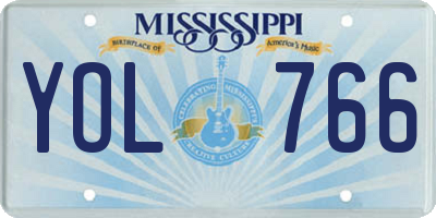 MS license plate YOL766