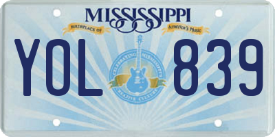 MS license plate YOL839