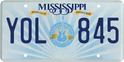 MS license plate YOL845