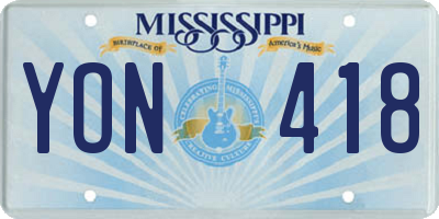 MS license plate YON418