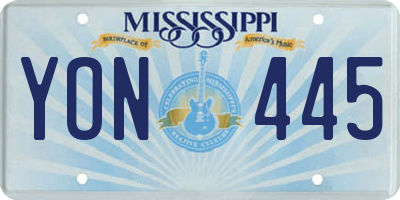 MS license plate YON445