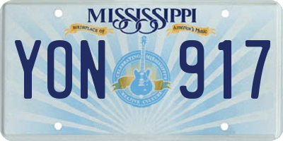 MS license plate YON917