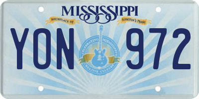 MS license plate YON972