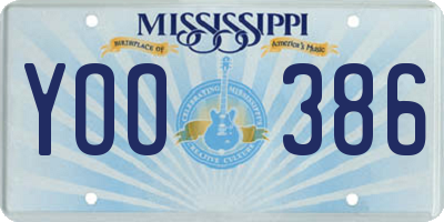 MS license plate YOO386