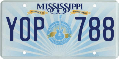 MS license plate YOP788