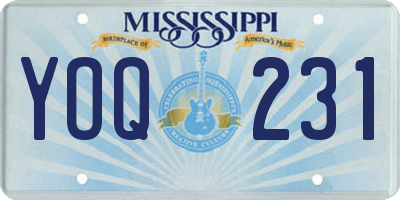 MS license plate YOQ231