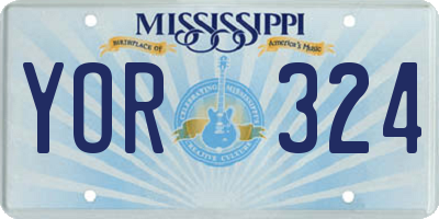 MS license plate YOR324