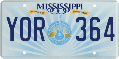 MS license plate YOR364