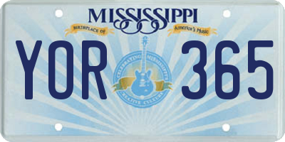 MS license plate YOR365